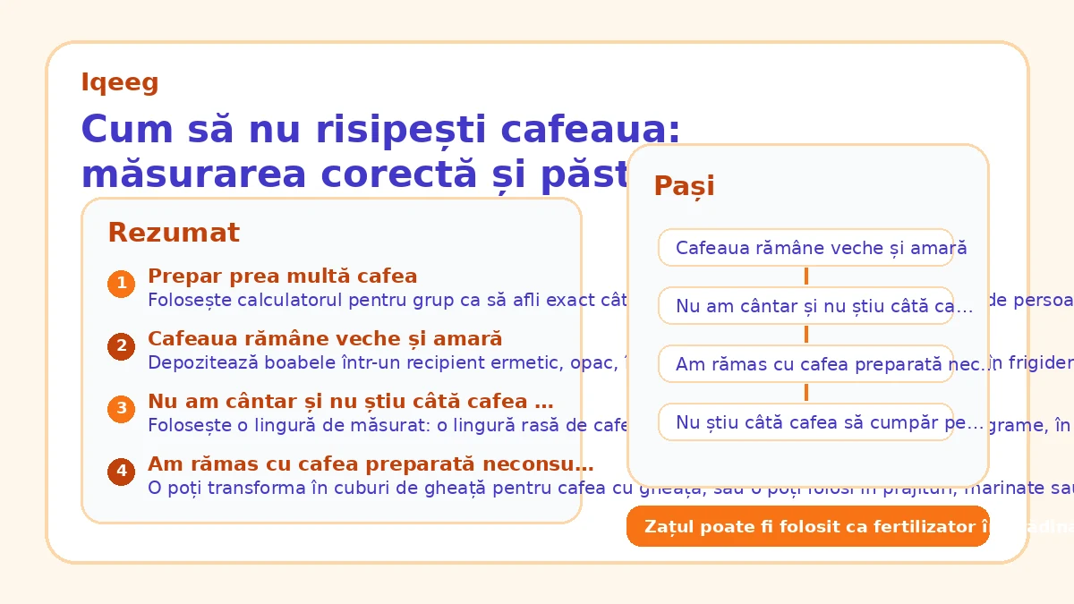 Cum să nu risipești cafeaua: măsurarea corectă și păstrarea prospețimii